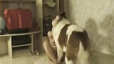Girl playing dog: black dog sex