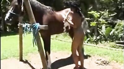 Bestiality manga: girl riding dog