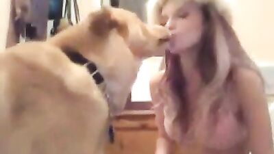 Perfect french kiss with dog