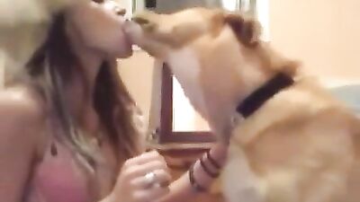 Perfect french kiss with dog