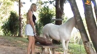 kinky blonde horsecocklover playing