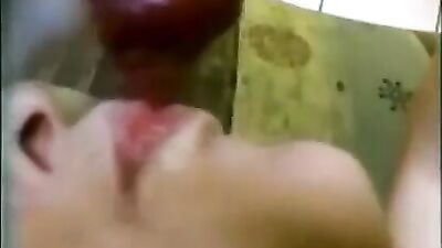 Girl Drink every drop of Dog cum