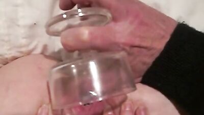 filing the Pussy with dog cum from a cup