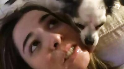 Doggy licks facial