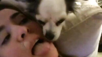 Doggy licks facial