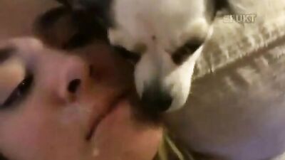 Doggy licks facial