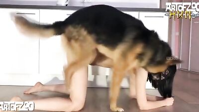 First dog sex Shepherd dog fucks a skinny girl