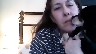 Woman makeout with dog