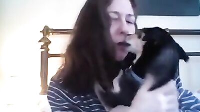 Woman makeout with dog