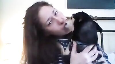 Woman makeout with dog