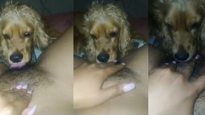Latina lets dog have a snack 2