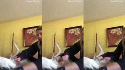 Cute Teen hand job dog