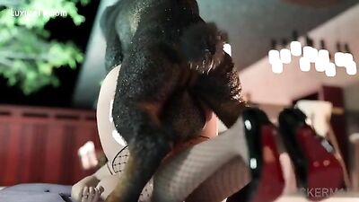 Wife Big Ass and Dog - 3D animal porn