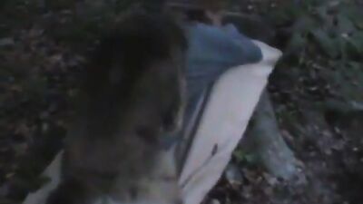 Woman sticks ass out for dog to fuck outdoors