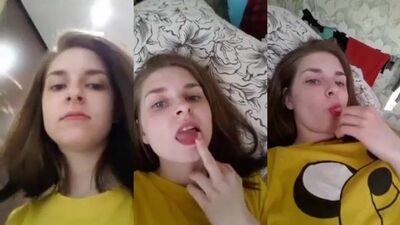 Plays with pussy then dog licks