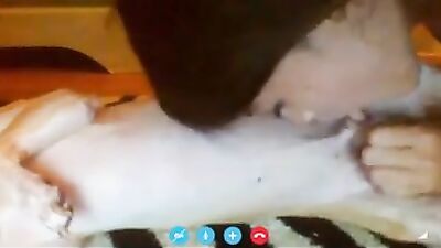 Cute girl suck dog cock on skype