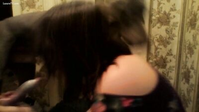 Chubby girl sucking 3 dogs