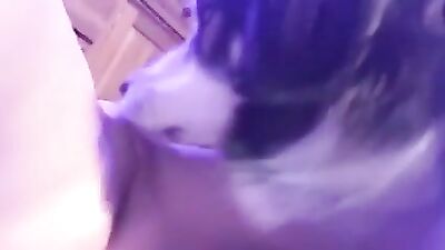 Sneaky Dog Licks Teens Tight Pussy & Swallows Cum
