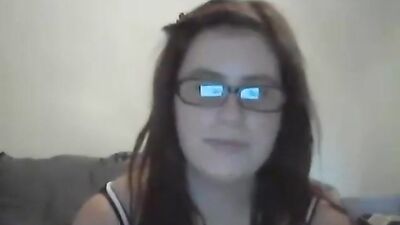 Chubby girl with dog - webcam