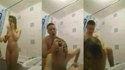 Young couple in the shower