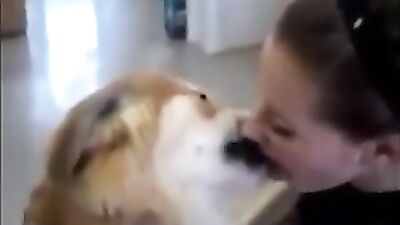 Daring Dads Steamy Slobber Session with His Hungry Husky
