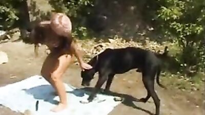 Filthy Forest Fucks: Milf Takes Beasts Huge Dog Dick