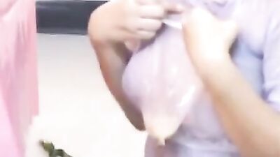 Thai Girl Riming a Dog