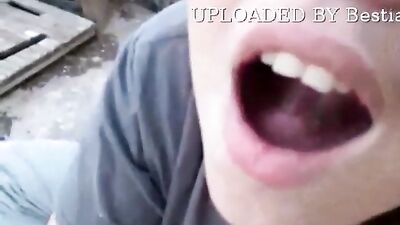 Girl Sucking Dog and Swallow