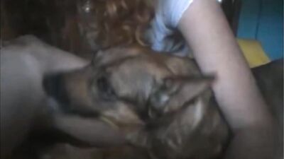 Dog licking teen Polish pussy