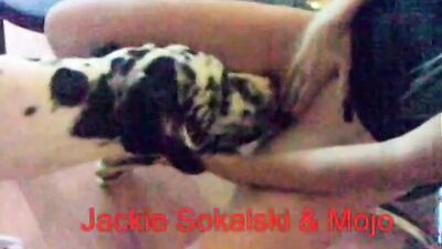 Jackie Squirts Hard On Playful Bulldogs Face