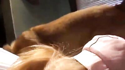 Vixen Noel cosplay gives gif to a dog