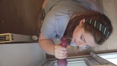 Doggy Dildo Blowjob Practice Cumshot