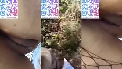 Dogs semen coming out from Asian wife