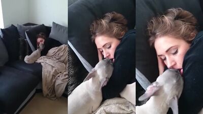 kissing sleeping girl