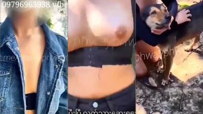 Asia, girl fuck with dog 1