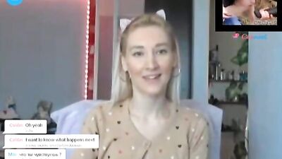 Blonde Babe Tattoos & Jerks Off While Boyfriends Watch