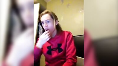 Girl is watching dog porn,Open mouth eyes
