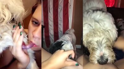 Teen dog blow Job