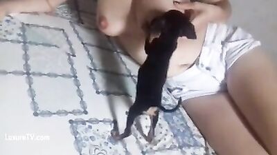 feeding puppy