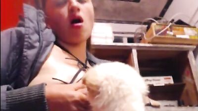 excited nursing puppy