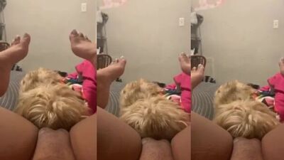 Ebony teen lick by small dog part 1
