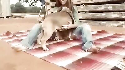 Young Girl With Mask Lets Dog Fuck Her