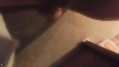 Dog licks while riding dildo