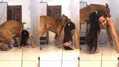 Sweet America Teen Daughter Loves Hungry Zoo Dog