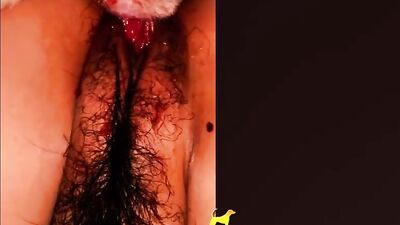 Turn up the volume and hear the noise of our dogs cock entering her