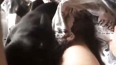 Filthy Foursome: Whore Takes Dogs Cock While Getting Banged