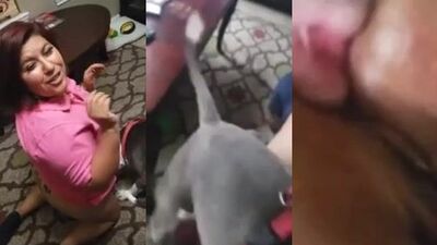 Latina fucks dog