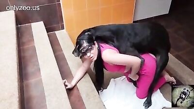 Beautiful lady with big dog