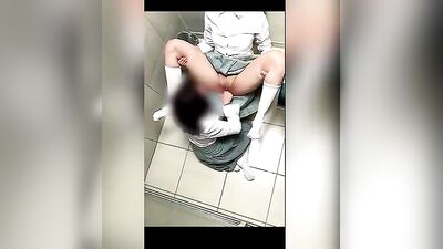 School girl lesbian in toilet