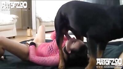 Slobbering Girl Licks Horse Cock